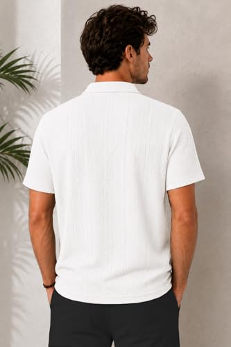 Image of TAGDO Men's Chain Jacquard Polo T Shirt | Half Sleeve | Comfortable Fit Wear | Stylish Casual Look | Breathable Feel |Modern Style | Easy Movement | Everyday Wear (Polo)