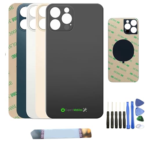 Experto móvil - Ventana trasera compatible con iPhone 12 Pro + adhesivo + herramientas (grafito)