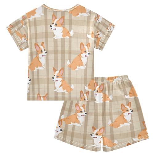 senya Short Sleeve Pajamas Sets Summer Cotton Sleepwear Corgi Dogs2