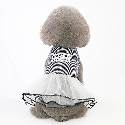 N/A Lindo vestido de verão com listras para cães e cães, saia de casamento de malha (preto P)