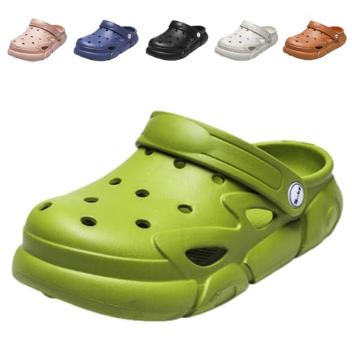 Hitopteu Kinder Clogs Gartenschuhe Dinosaurier Pantoffeln Leicht Gartenclogs rutschfeste Slippers Grün 220 EU 34-35