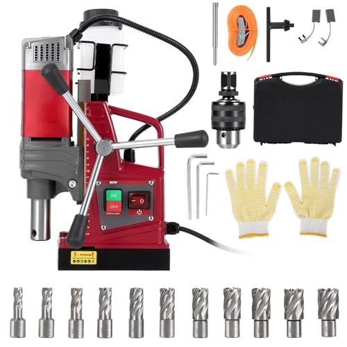 Mag Drill Press, 1450w Portable Magnetic Drill Press with 1.57" Boring Diameter, 11Pcs Drill Bits, 820 RPM, 2922 Lbf/13000n Power Mag Force Electric Drilling Machine for Metal Surface