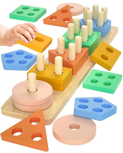 Holz Montessori Spielzeug ab 1 2 3 Jahre Kinder Spielzeug Steckspiel ab 2
