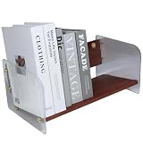 KAOTGOT Small Bookshelf,Book Shelf,Bookcase for Small Spaces Desk Organizer Wooden Bookcases, Home and Office Book Display,Acrylic Combine with Walnut Wood Bookshelves