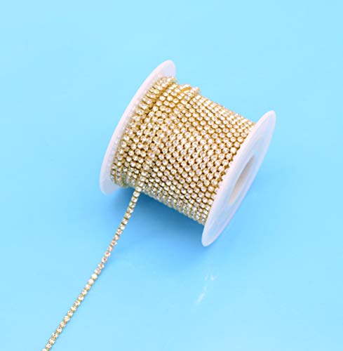 11 Yards 2Mm Gold Crystal Rhinestone Close Chain Single Row Trimming Claw Chain Jewelry Crafts Diy (Gold) #TOP3