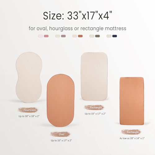 Image of lulumoon Baby Muslin Bassinet Sheets: Cotton Bassinet Sheets Neutral for Boys and Girls - Fitted for Oval Rectangle or Hourglass