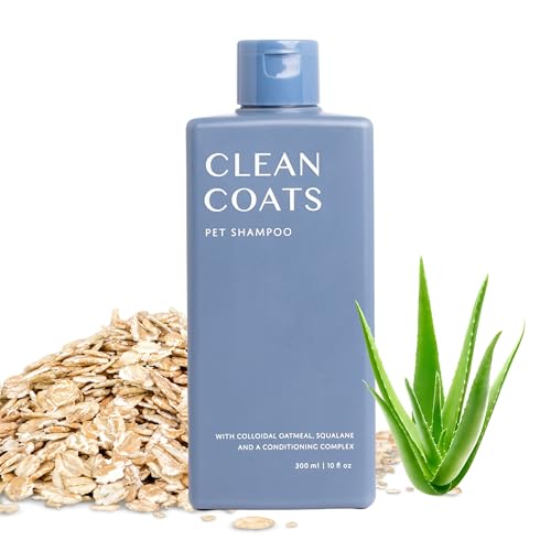 Clean Coats Fragrance Free Pet Shampoo for Dogs – Gentle Oatmeal & Aloe Leaf Formula for Sensitive Skin, Helps to Relieve Itchy & Dry Skin, Vegan Formula