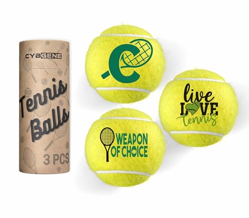 CybGene Tennis Gifts, Personalized Tennis Ball, Set of 3 Unique Tennis Balls with Gift Package, Perfect for Tennis Teammate, Partners - Initial C