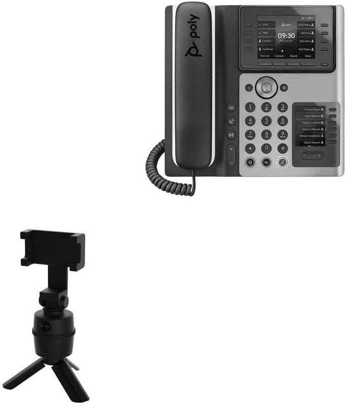 BoxWave Stand and Mount Compatible with Poly Edge E450 - PivotTrack Selfie Stand, Facial Tracking Pivot Stand Mount - Jet Black