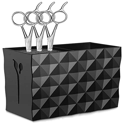 irtree Salon Shears Rack for Hair Stylist Scissors Container for Pet Grooming Hair Cutting Organizer Storage Box Salon Shear Holder Combs Clips Brushes Hairdressing Combs Organizer (Black)