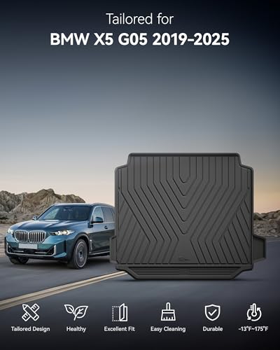 3W TPE BMW X5 Kofferraumwanne Maßgeschneidert,Hundegerecht Kofferraummatte Kompatibel für BMW G05 2019-2024,rutschfeste Wasserdicht BMW Kofferraum Schutzmatte,Schwarz Reinfach zu Reinigen
