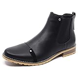 Metrocharm MC107 Men's Cap Toe Formal Dress Casual Ankle Chelsea Boot (12, Black)