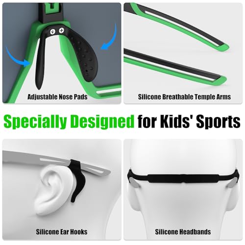 Image of X-TIGER Polarized Kids Sunglasses Youth Baseball Sunglasses UV400 Boys Girls Sports Sun Glasses for Softball Cycling Scooter