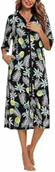 BESDEL Dames casual lange nachtjapon comfortabele katoenen nachthemd