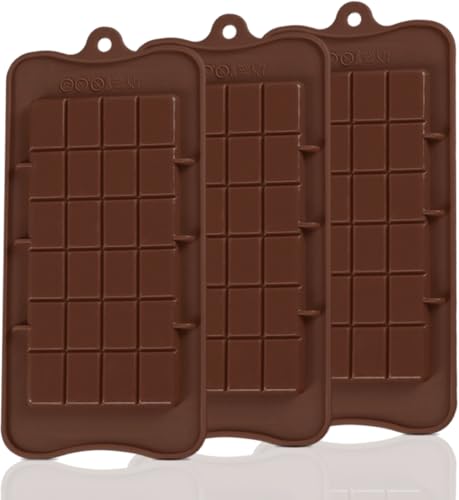 ZEVONDA Chocolate Moulds Silicone - 3 Pcs Break Apart Chocolate Molds Non-Stick Reusable DIY Baking Molds Rectangular Prism with Patterns
