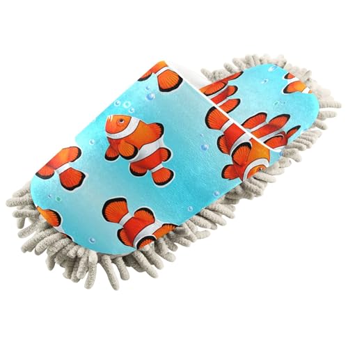 Kigai Fish Mop Slippers for Floor Cleaning, Slippers for Women Men, Microfiber Floor Cleaning, M