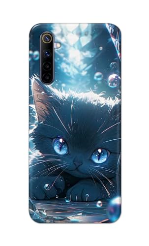 Image of Printed Hard Back Cover Case for Realme 6 | Realme 6S | Realme 6i Back Cover (Cute Cat) -1111