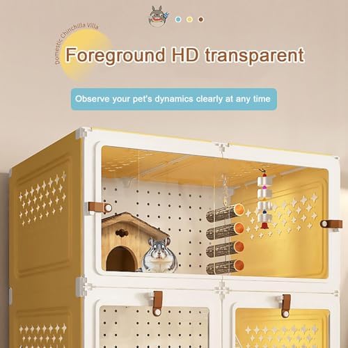 Cat Cages Indoor Litter Dog Playpens Caves Houses Box Kitten Cage Cats Outdoor Enclosures,Extra Large Transparent Chinchilla Cage, Ventilated Indoor Squirrel Villa (70x45x70cm) - Spacious Ha