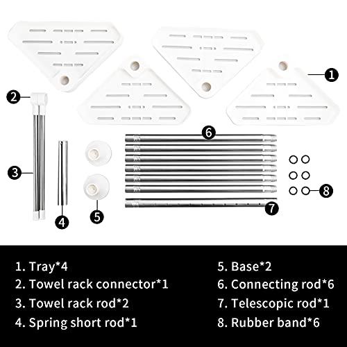 Vpcok Direct Teleskop-Eckregal mit 4 Ablagen Duschregal Teleskoprega lvon 110-300 cm (Weiß)