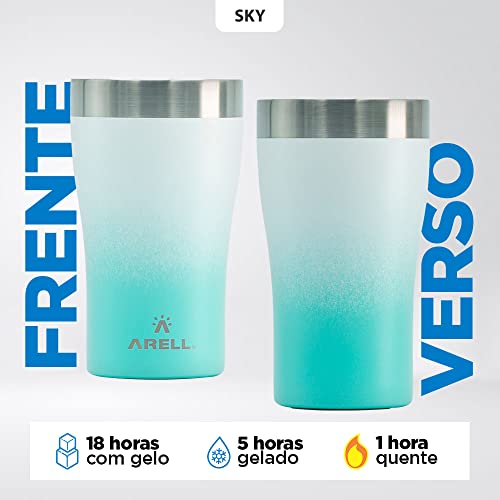 COPO TÉRMICO DE CERVEJA ARELL COM ISOLAMENTO VÁCUO TULIP 500ML SKY