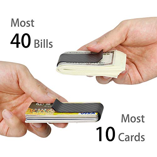 Image of MONOCARBON 2in1 Carbon Fiber Money&Credit Card Clip,RFID Blocking Wide Credit Card&Cash Holder for Men Front Pocket