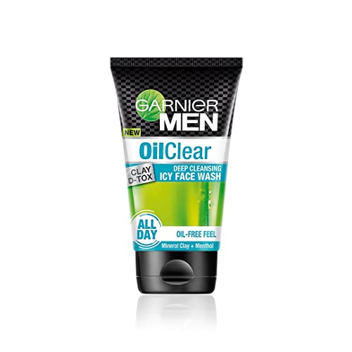 Image of Garnier Men, Face Wash, Brightening & Anti-Pollution, TurboBright Double Action, 150 g & Garnier Men Oil Clear Clay D-Tox Deep Cleansing Icy Face Wash, 100gm
