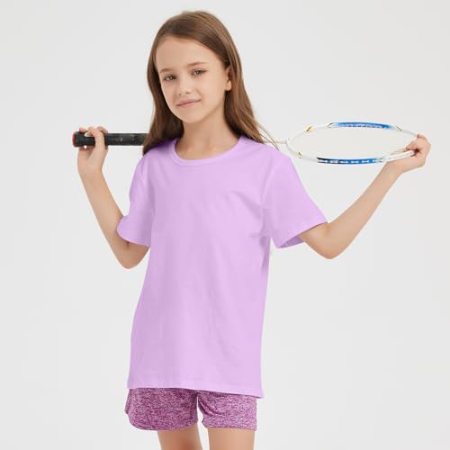 Image of 5 Pack Kids T-Shirt Cotton Tee Shirts for Boys and Girls Toddler Tops | Soft cotton tee for unisex, crew neck, mix with shorts and jeans, basic for everyday wear,suitable for 2-14years