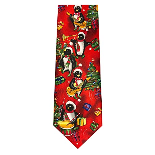 Jerry Garcia Official Men's Merry Christmas Collection Red Drummers Artwork Penguins Band Igloo Regular Length Neck Tie, Regular - 58 Inch #TOP4