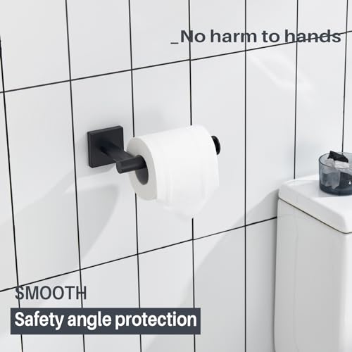 Image of KOKOSIRI Toilet Paper Holder for Bathroom Toilet Roll Holder Hold Mega Rolls Wall Mounted, Matte Black Stainless Steel B2008BK