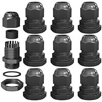 hb-digital 10х Kabelverschraubung M20 für 6-12mm Kabeldurchmesser IP68 Staub- & wasserdicht mit Gummidichtung Gegenmutter Klemmlamellen Stopfbuchse Isolation Kabeleinführung - Schwarz