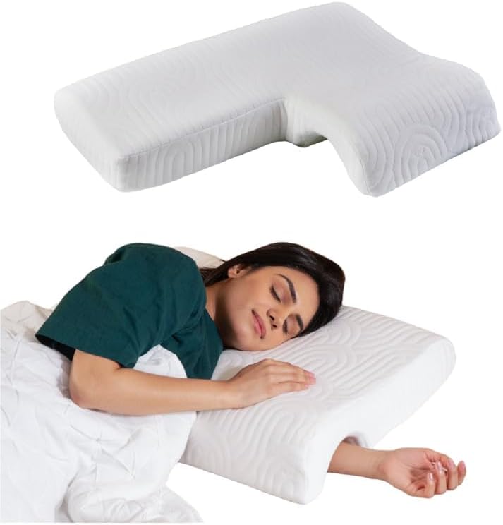 The White Willow Memory Foam Couple Hug Arm Hand Pressure Love Pillow for Sleeping for Husband & Wife Perfect (25.5 x 18W x 4.5) White