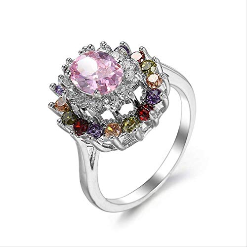 Bague de mariage en argent 925 fleur sertie de crystal zircon éclatant pour femme