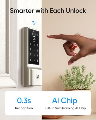 Image of eufy Security Smart Lock C220, Fingerprint Keyless Entry Door Lock, Built-in Wi-Fi, App Remote Control, Front Door Smart Deadbolt, IP53 Waterproof, 8-Months Battery, Nickel