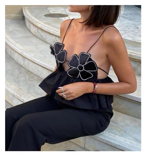 JAMPOL Floral Chic Cropped Top Vest for Women Camisole Backless Suspender Tops Female Elegant Sexy Sleeveless Street4