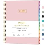 2026 Appointment Book, 30 Minutes-Hourly, Weekly ＆ Monthly Calendar Planner 2026, Jan 2026 - Dec 2026, 8.5'' x 11'', 2026 Daily Planner with Tabs ＆Pocket, Flexible Cover, Great for Office, Home, School