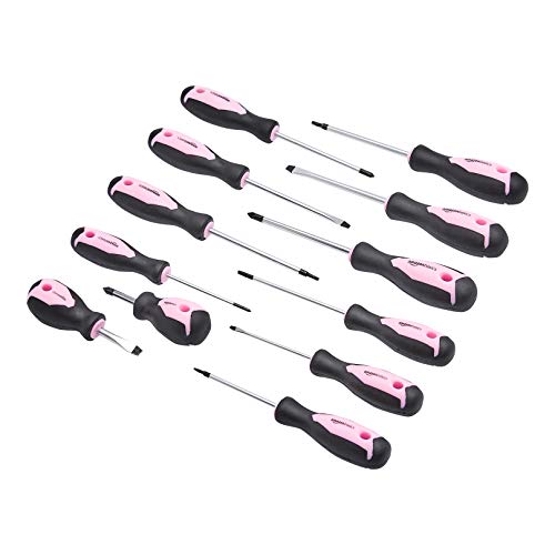 Amazon Basics 12-Piece Magnetic Screwdriver Set, Pink