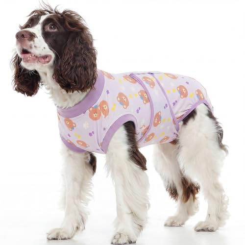 Kuoser Dog Surgery Recovery Suit, Soft Breathable Dog Recovery Suit for Female Spay Male Nueuter, Anti Licking Puppy Onesie Pet Surgical Suit for Dogs Abdominal Wounds Skin Disease, Black St