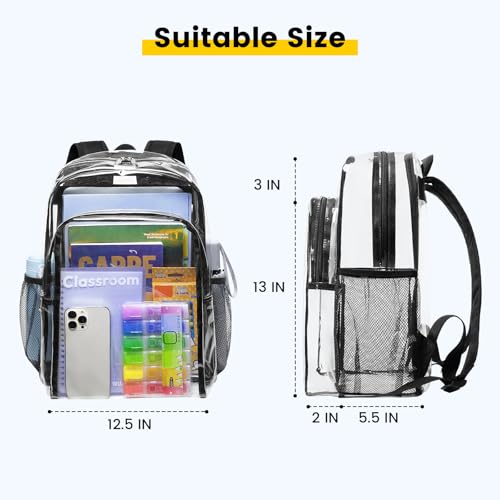 Image of Vorspack Clear Backpack for School, 16 inch Large Clear Bookbag | Lightweight See Through Backpacks for Girls and Boys, Reinforced Straps, Heavy Duty Transparent Clear Bag for Work Travel