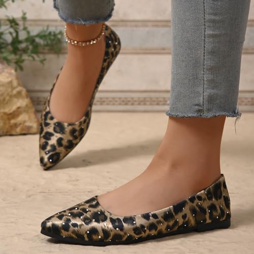 Flats for Women Dress Shoes Comfortable Slip On Ballet Pointed Toe Fashion Leopard Print Casual Walking Shoes Dressy Lightweight Work Office Womens Low Top Non-Slip Dance Flats4