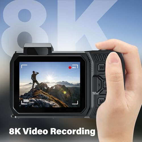 8K Digital Camera WiFi 33FT Underwater Camera for Snorkeling 70MP Waterproof Camera with 64GB Card Rugged Dustproof Shockproof Dual-Screen Selfie Autofocus Point and Shoot Digital Camera(Orange)