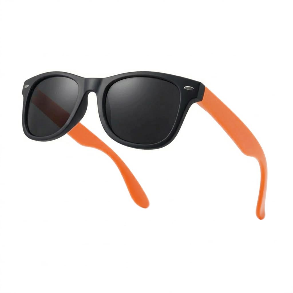 Komonee Drifter Sunglasses UV400 Protection Black and Orange Classic Style Retro Sun Shades Eye Glasses Unisex For Men Women Travel & Fashion – Lightweight Frame Fashion Eyewear