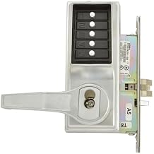 Kaba Simplex 8100 Series Metal Left Handed Mechanical Pushbutton Mortise Lock with Lever, Combination Entry, Key Override, Passage, Lockout, I/C Best and Equivalents 6 or 7 Pin Length, Core Not Included, Satin Chrome Finish