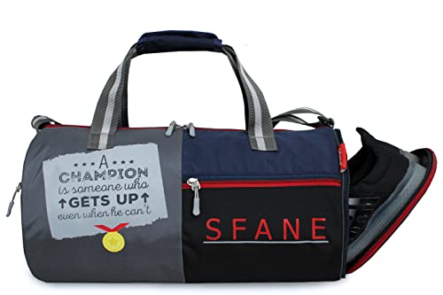 Sfane Gym Bags for Men with Separate Shoe Compartment Sports Gym Bags for Women Unisex Duffle Bags for Gym for Carry & Travel Adjustable Duffel Bags Sports Bag - Navy Blue & Red