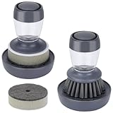 DAPOWER Dish Brush with Soap Dispenser, Kitchen Scrub Brush for Dishes Pots Pans Sink Cleaning, Dish