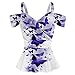Mujer Verano Casual Hombros descubiertos Un Hombro V Cuello Sling Cropped Top degradado Impreso Plisado Top Protector de riñón Mujer, morado, S