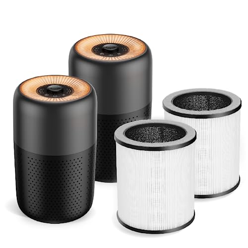 Image of (2 Pack P60 Air Purifier + 2 Pack P60 HEPA Air Filter Combo Purchase), TPLMB Air Purifiers for Bedroom,H13 HEPA Filters,Aromatherapy for Better Sleep,24dB Filtration System, P60 Black.