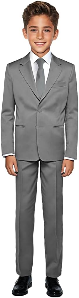Black n Bianco Boys' Formal Black Suit with Shirt and Vest
