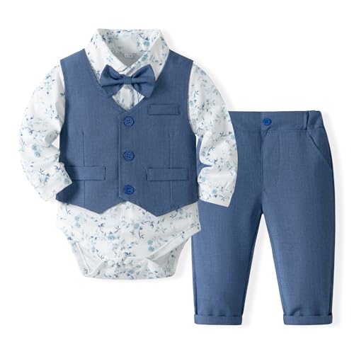 Image of Volunboy Toddler Suit Boys Formal Wedding Guest Dress Outfit | graduation dress clothes, gentleman ring bearer bowtie outfit, back-to-school pants set, birthday photoshoot dressy outfit