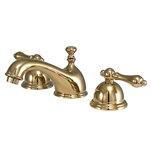 Kingston Brass KS3962AL Restoration Widespread Lavatory Faucet with Metal lever handle, Polished Brass
