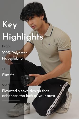 Image of FUAARK Men Stride Slim Fit Polo Tshirt in Premium Pique Fabric